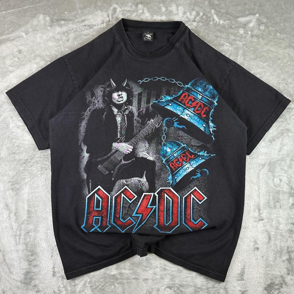 Vintage 90s AC/DC the rock for glory graphic aop band shirt size Medium